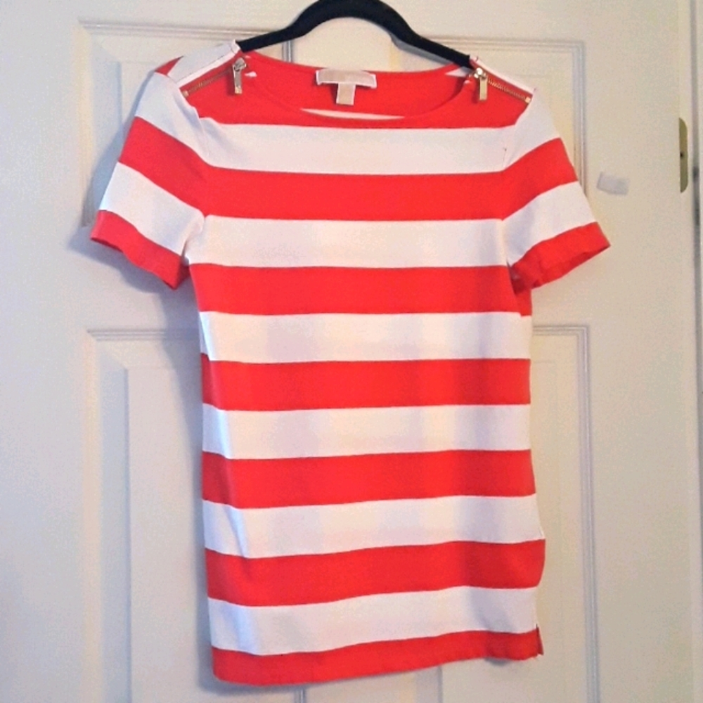 Michael KORS Red & White Stripe Top Small